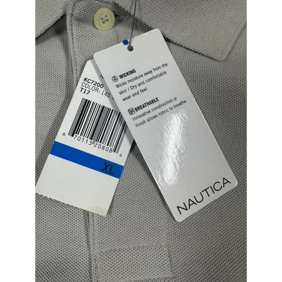 Nautica Mens XL Performance Polo Shirt Gray Wicking Breathable KC7200 New - Picture 4 of 7